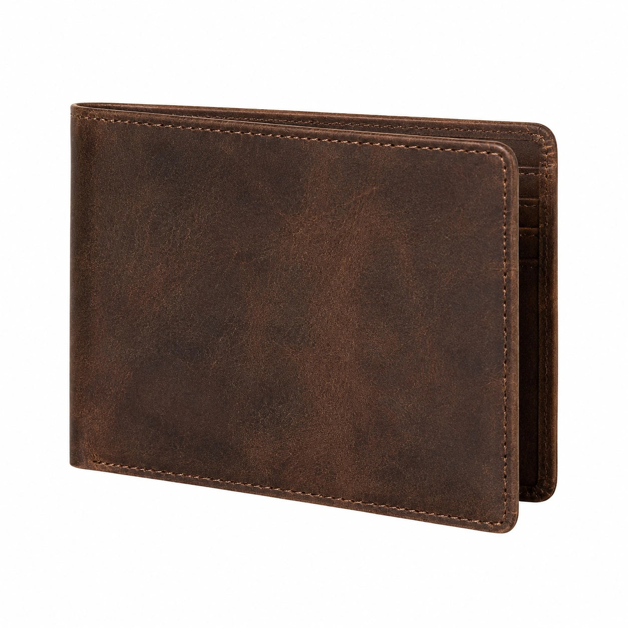 Herren Geldbörse 12 cm x 9 cm braunes Leder im Vintage Stil