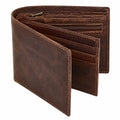 Geldbörse 12 x 9.5 x 2 cm aus braunem Leder mit Kartenfächern und Reißverschlussfach