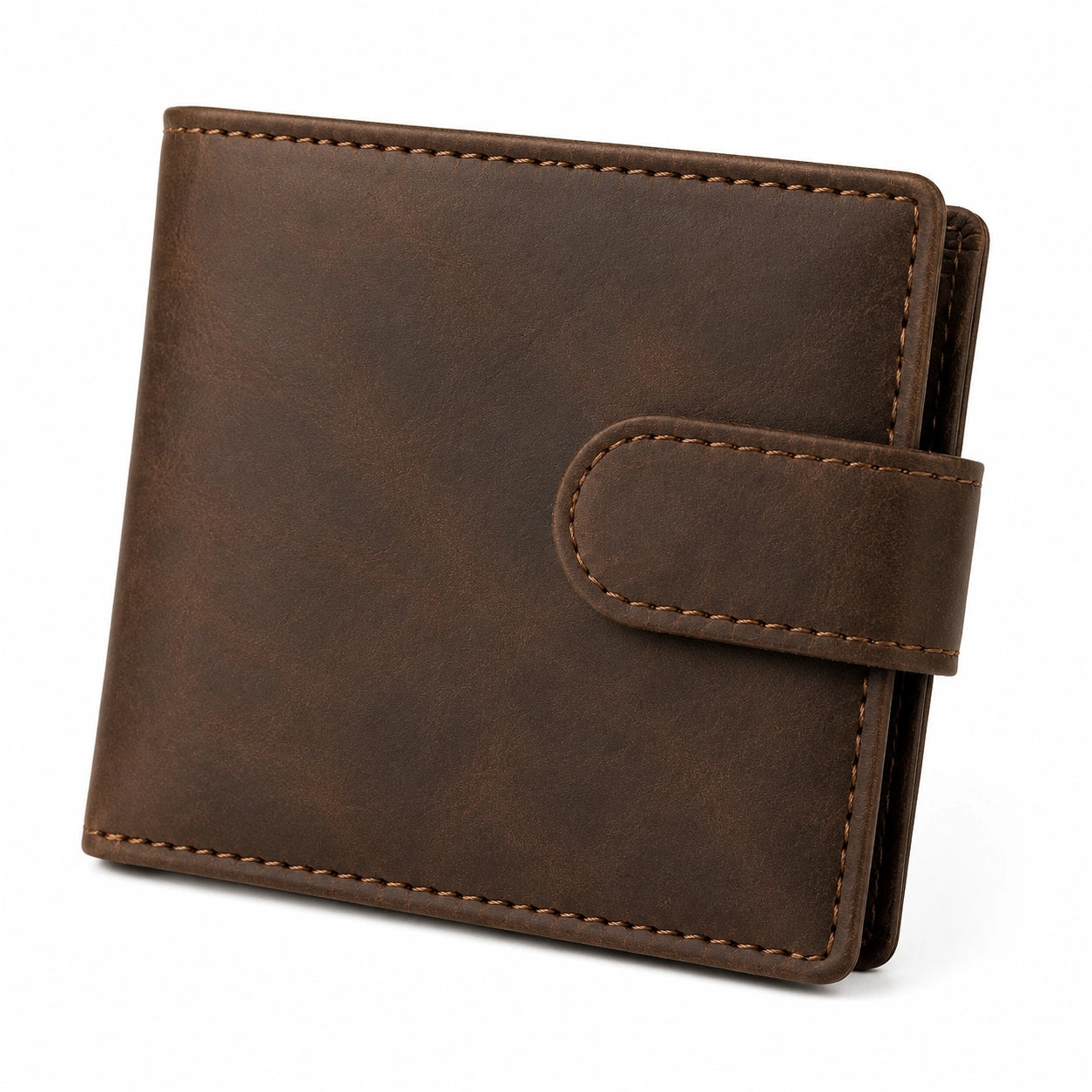 Geldbörse 12 cm x 10 cm braun in Lederoptik mit Laschenverschluss