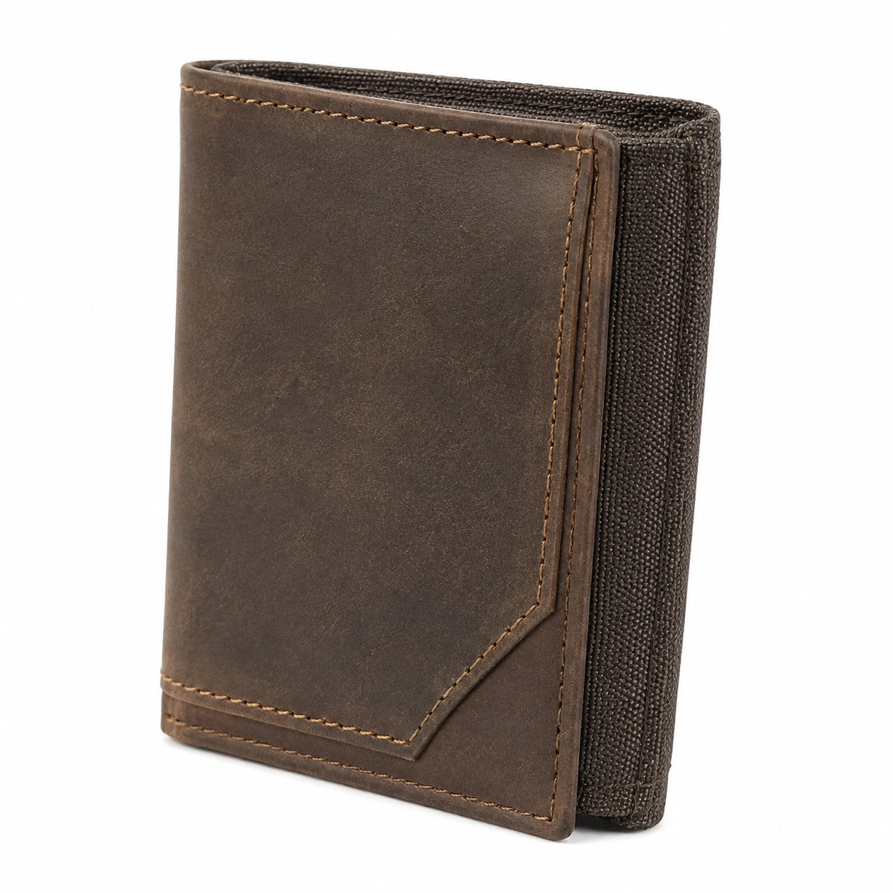 Geldbörse 12 cm braun aus Leder im Klappformat