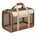 Haustier-Transporttasche 45 x 28 x 30 cm aus Textilgewebe und Netzgewebe Beige Braun faltbar