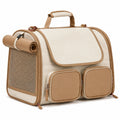 Haustier-Transporttasche 45 x 28 x 35 cm aus Textil in Beige faltbar mit Netzfenster