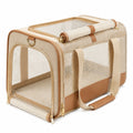 Haustier-Transporttasche 45 x 28 x 30 cm Beige/Braun Textilnetz faltbar mit Tragegriffen