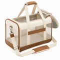 Haustier-Transporttasche 45 x 28 x 30 cm aus Textil in Cremebraun mit Netzfenstern