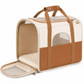 Haustier-Transporttasche 45 x 28 x 30 cm Textil Beige Braun mit Netzfenstern