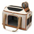 Haustier Transporttasche 48 x 30 x 32 cm Textil Beige Braun mit Netzfenstern