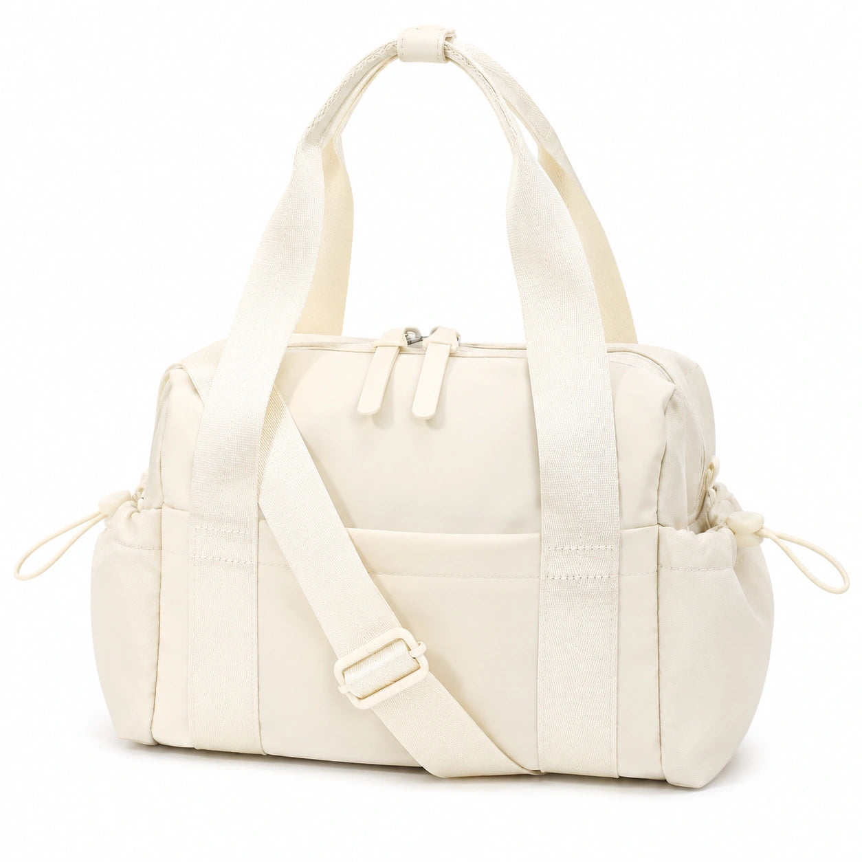 Sporttasche 42 x 22 x 25 cm aus Textil in Creme mit Schultergurt und Kordelzügen