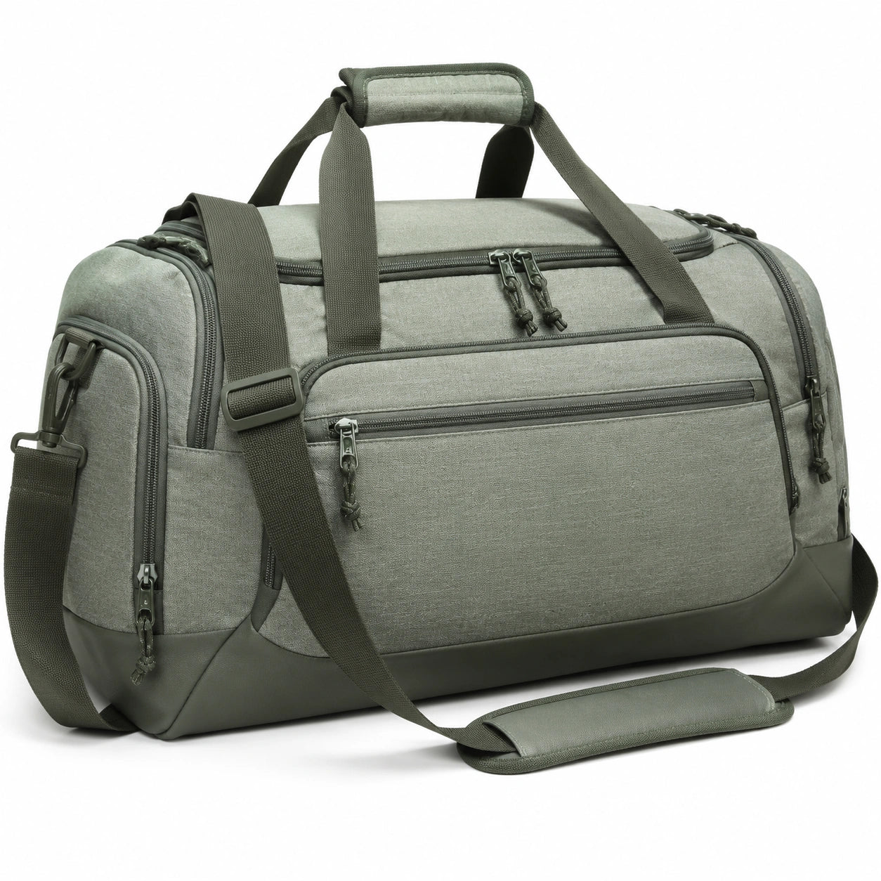Sporttasche 50 x 25 x 28 cm aus Textil in Olivgrün mit Schultergurt und Reißverschlüssen