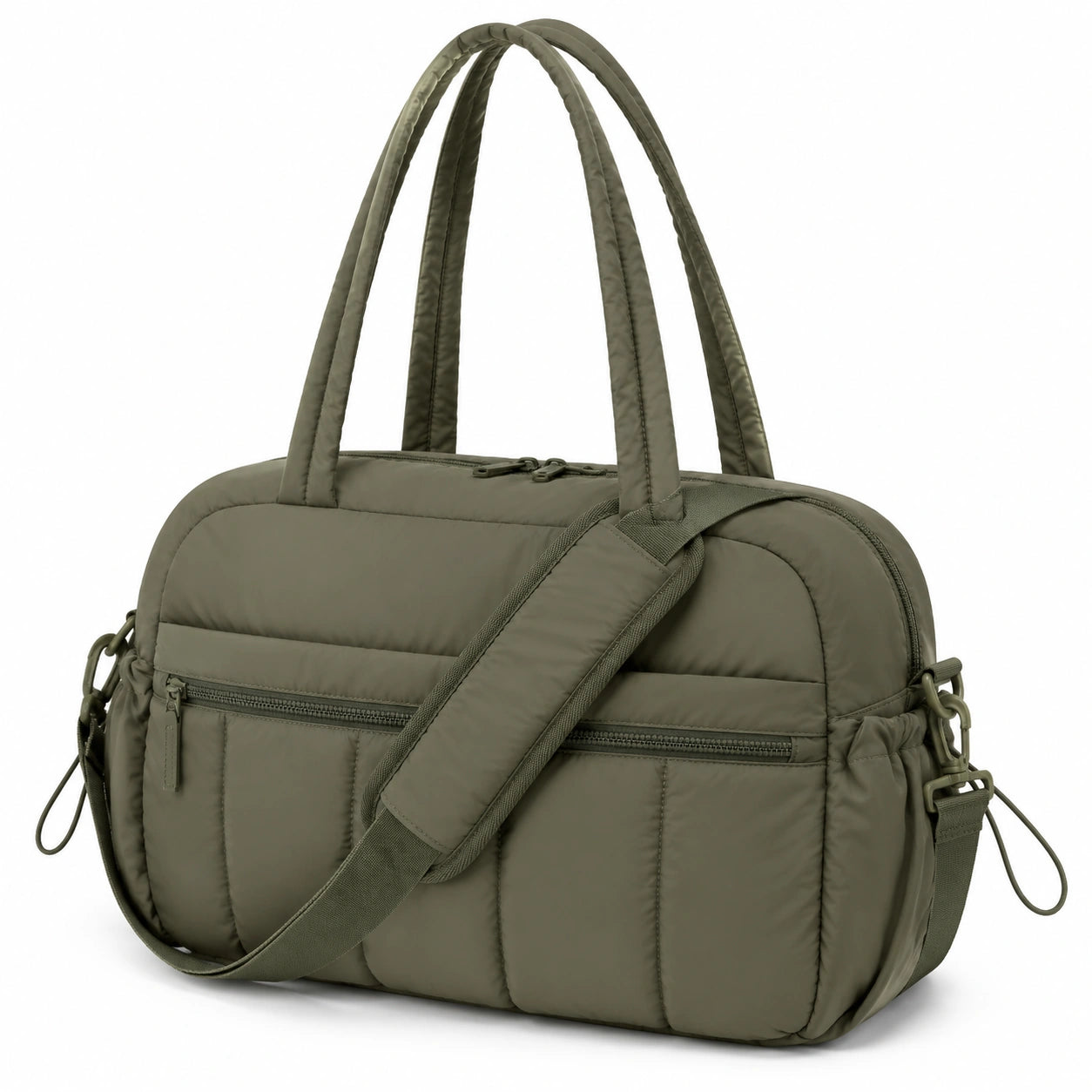 Reisetasche 45 x 18 x 30 cm aus Textil Olivgrün mit Schultergurt und Reißverschluss
