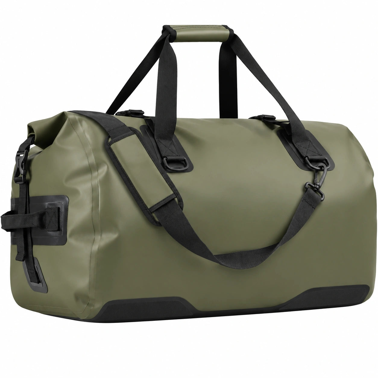 Reisetasche 55 cm aus beschichtetem Kunststoffgewebe olivgrün für Sport und Reisen mit Schultergurt