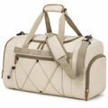 Reisetasche 50 x 25 x 30 cm Textil Beige mit Schultergurt und Reißverschluss