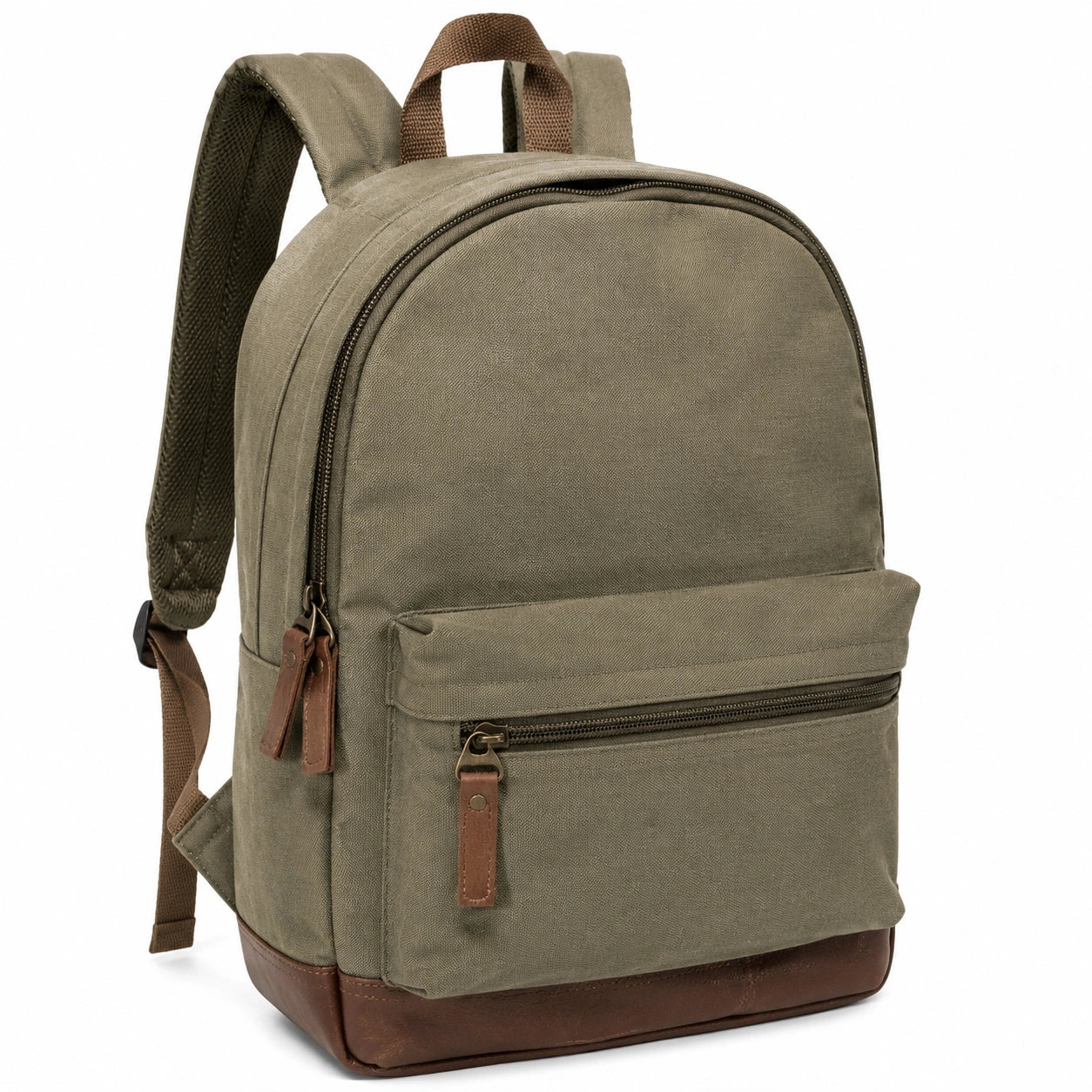 Rucksack 30 x 14 x 40 cm aus Textil olivgrün braun für Alltag mit Frontfach