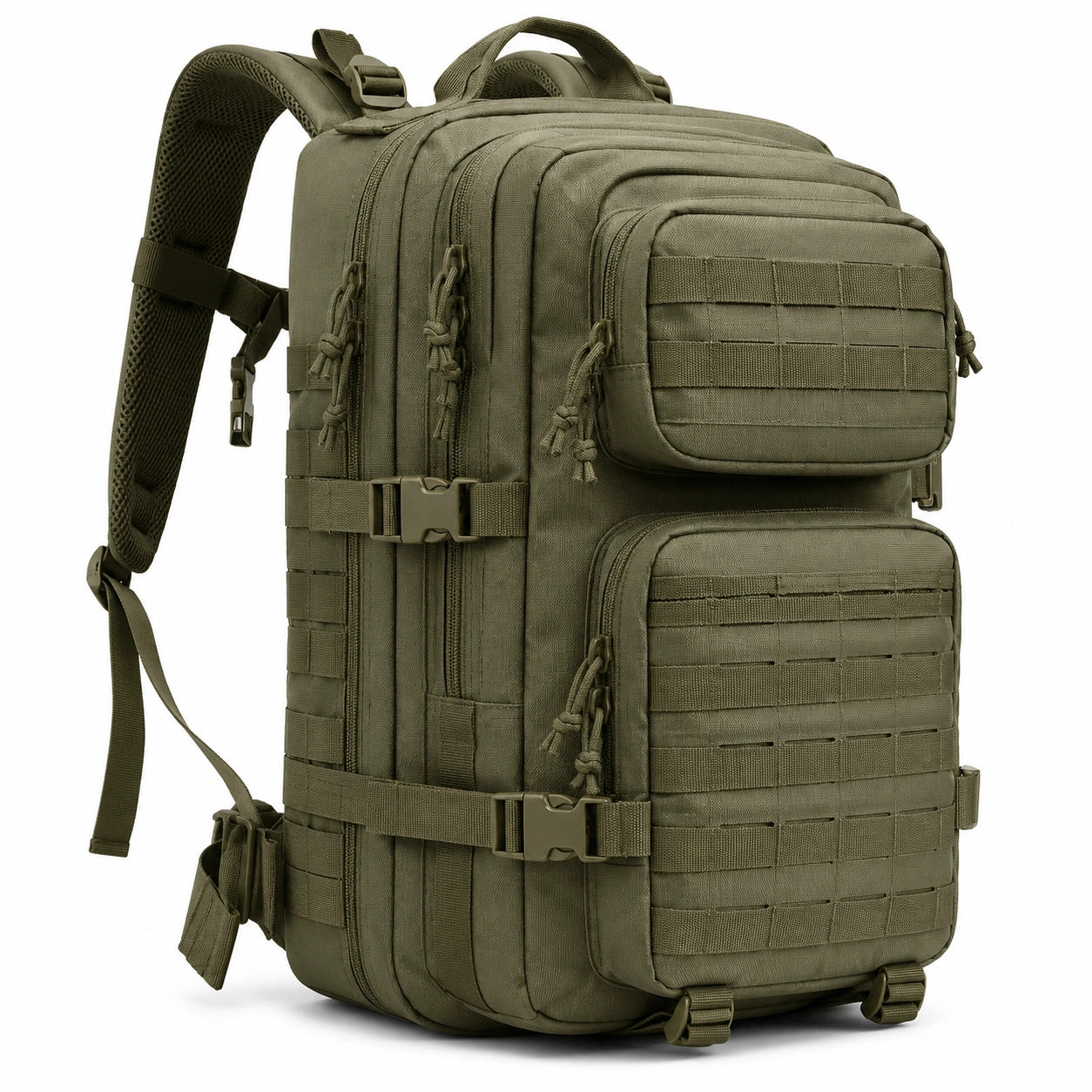 Taktischer Rucksack 50 x 30 x 20 cm aus Polyester Olivgrün mit Mehrfachfächern für Outdoor