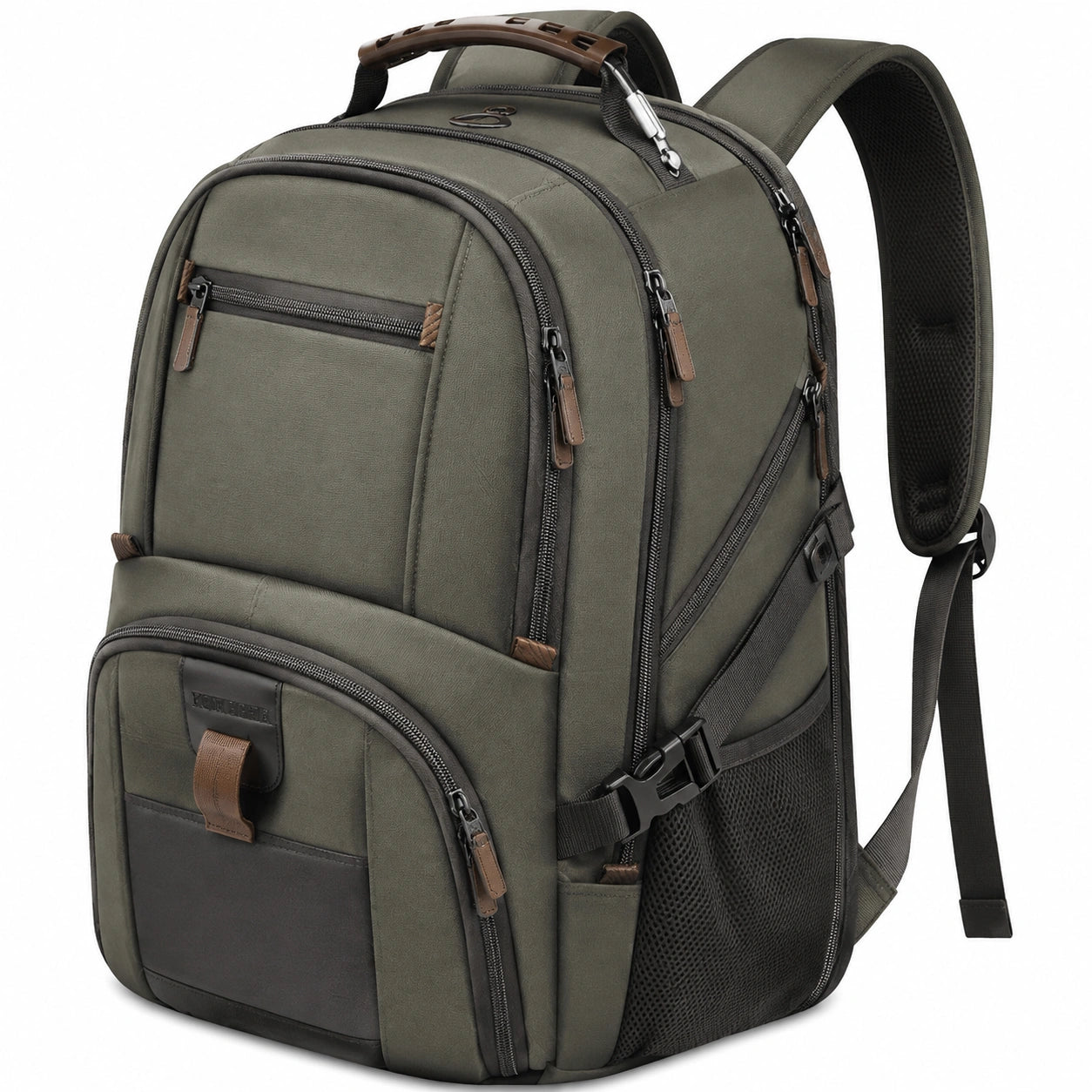 Rucksack 34 x 20 x 50 cm aus Textilgewebe olivgrün für Alltag und Reisen mit mehreren Fächern