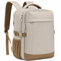 Rucksack 30 x 15 x 42 cm Kunstleder Beige für Alltag mit Mehrfachfächern